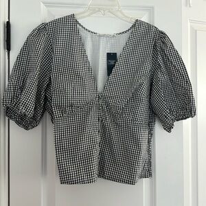 NWT Abercrombie Gingham Puff Sleeve Blouse